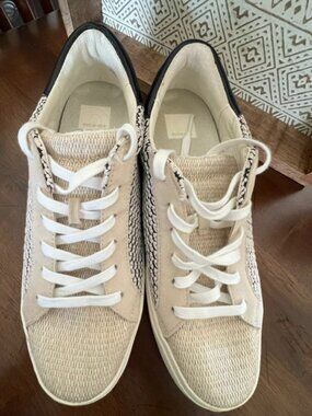 Dolce Vita Zina Woven Raffia Upper Leather Sneakers Womens - Size 8